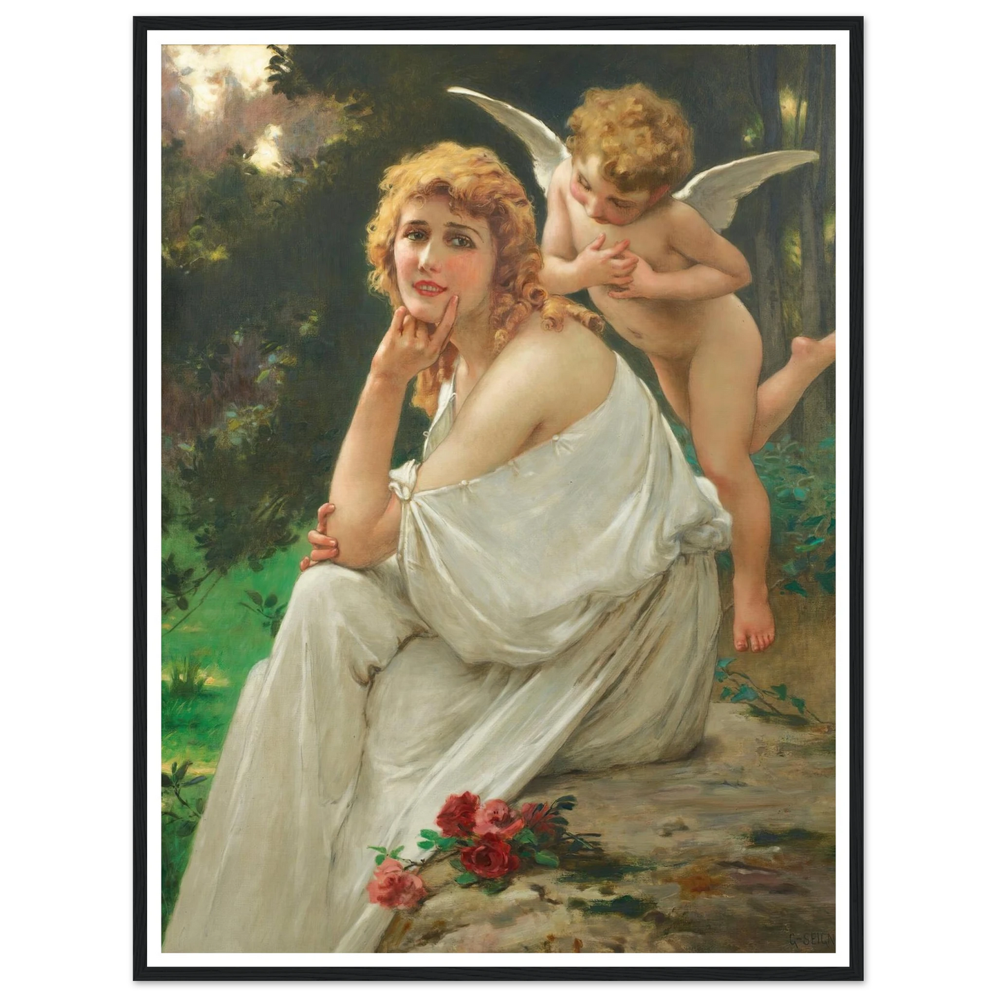 Love’s muse (portrait of Mary Pickford) Art Print | Guillaume Seignac - Framed Poster - 30x40 cm / 12x16″ - Black frame
