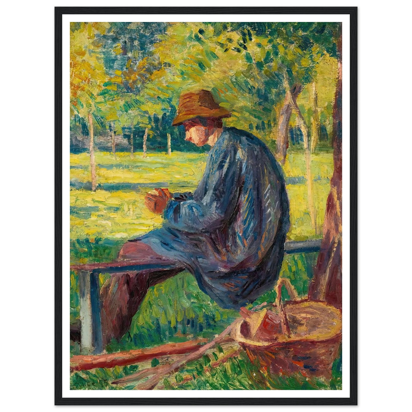 Ludovic Rodo Pissarro Dans Le Jardin De Son Père À Eragny (1895) Art Print | Maximilien Luce - Framed Poster - 30x40 cm / 12x16″ - Black frame