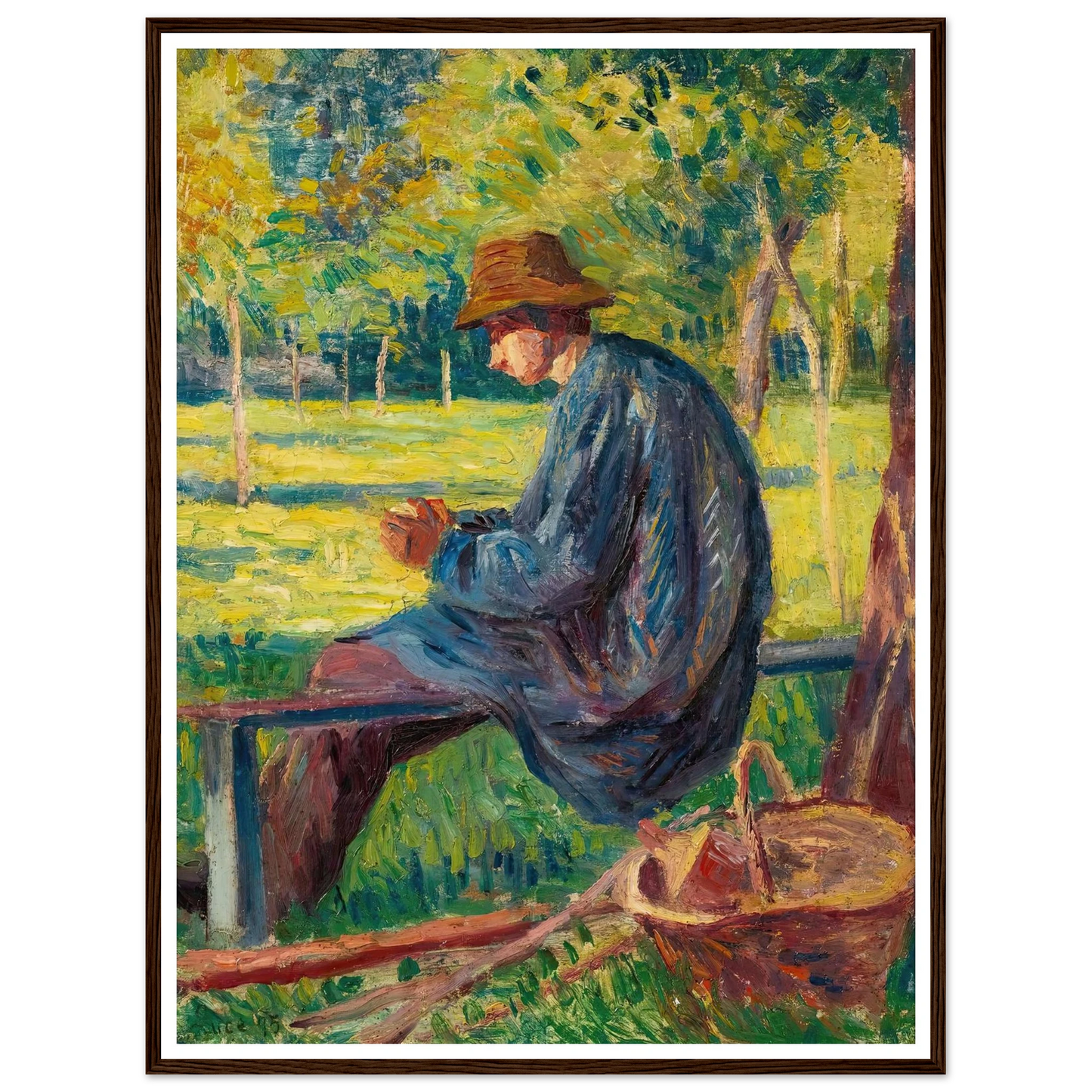 Ludovic Rodo Pissarro Dans Le Jardin De Son Père À Eragny (1895) Art Print | Maximilien Luce - Framed Poster - 30x40 cm / 12x16″ - Black frame