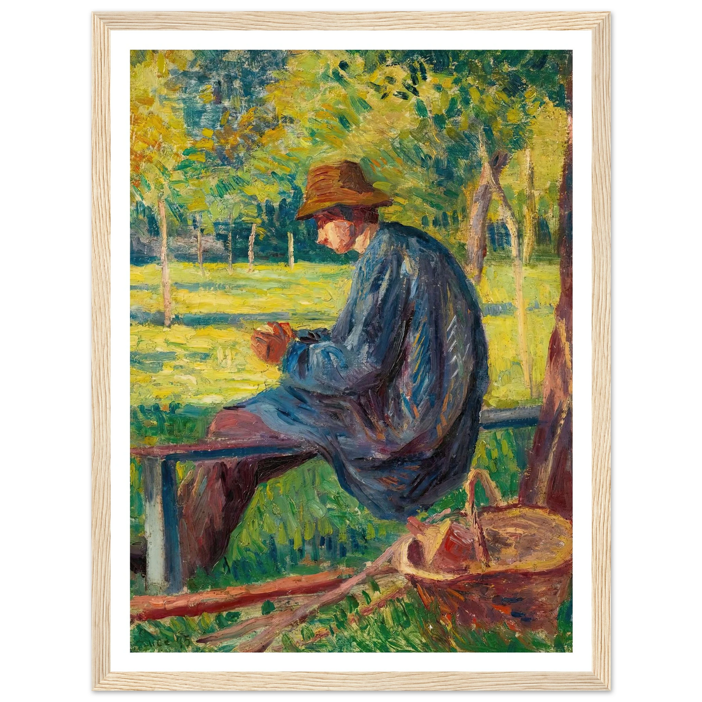Ludovic Rodo Pissarro Dans Le Jardin De Son Père À Eragny (1895) Art Print | Maximilien Luce - Framed Poster - 30x40 cm / 12x16″ - Black frame