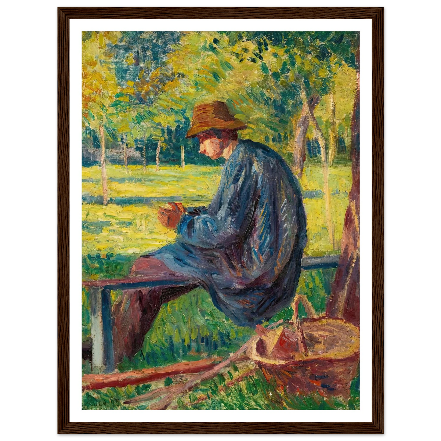 Ludovic Rodo Pissarro Dans Le Jardin De Son Père À Eragny (1895) Art Print | Maximilien Luce - Framed Poster - 30x40 cm / 12x16″ - Black frame
