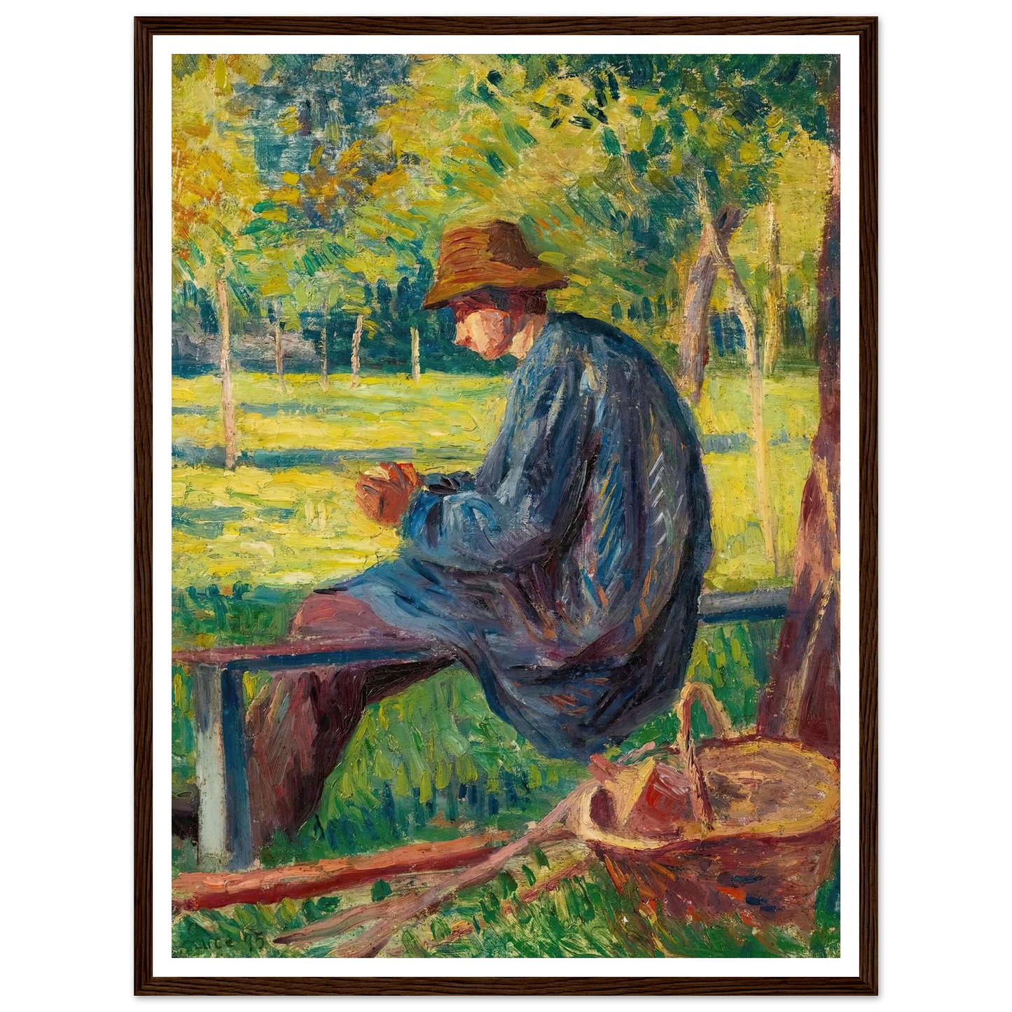 Ludovic Rodo Pissarro Dans Le Jardin De Son Père À Eragny (1895) Art Print | Maximilien Luce - Framed Poster - 30x40 cm / 12x16″ - Black frame