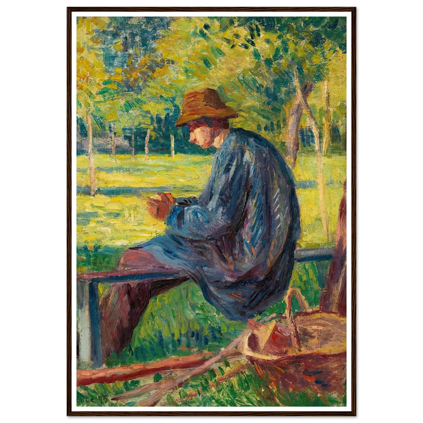 Ludovic Rodo Pissarro Dans Le Jardin De Son Père À Eragny (1895) Art Print | Maximilien Luce - Framed Poster - 30x40 cm / 12x16″ - Black frame