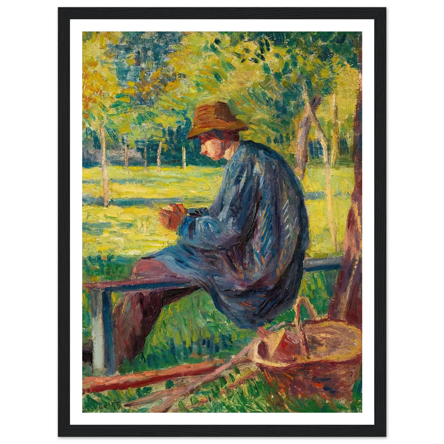 Ludovic Rodo Pissarro Dans Le Jardin De Son Père À Eragny (1895) Art Print | Maximilien Luce - Framed Poster - 30x40 cm / 12x16″ - Black frame