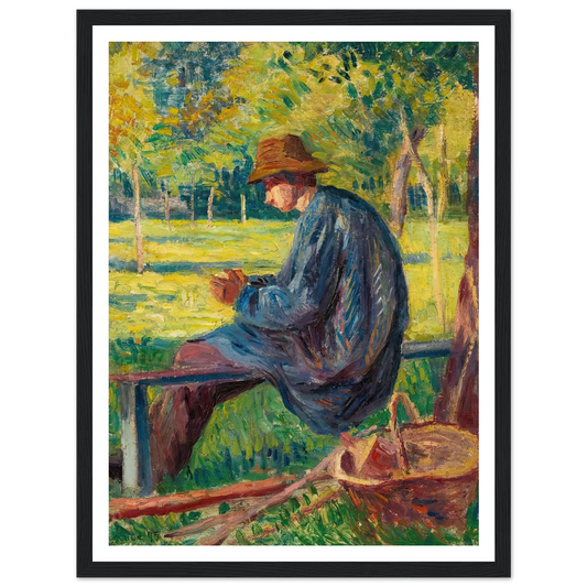 Ludovic Rodo Pissarro Dans Le Jardin De Son Père À Eragny (1895) Art Print | Maximilien Luce - Framed Poster - 30x40 cm / 12x16″ - Black frame