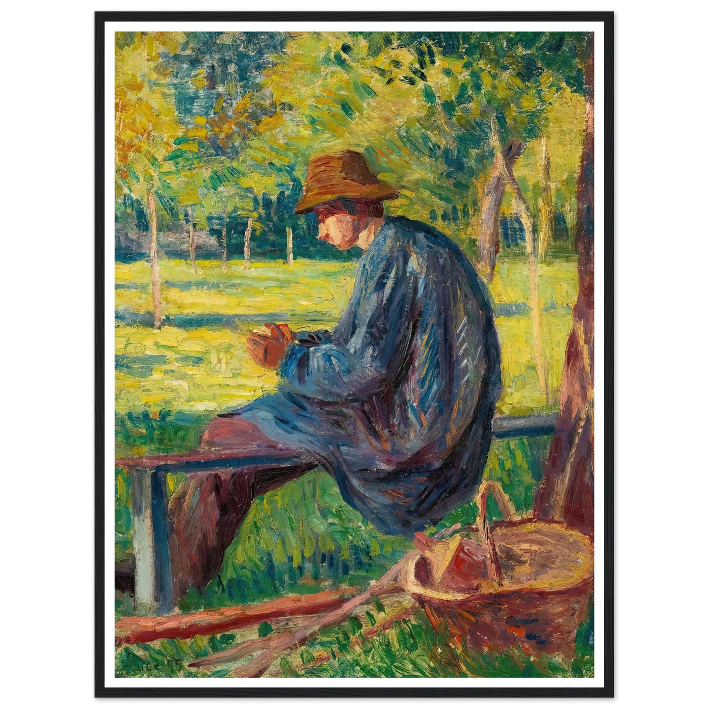 Ludovic Rodo Pissarro Dans Le Jardin De Son Père À Eragny (1895) Art Print | Maximilien Luce - Framed Poster - 30x40 cm / 12x16″ - Black frame