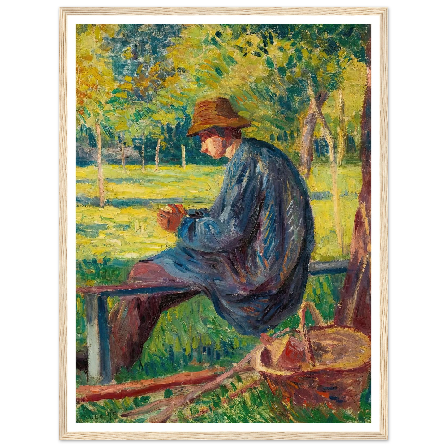 Ludovic Rodo Pissarro Dans Le Jardin De Son Père À Eragny (1895) Art Print | Maximilien Luce - Framed Poster - 30x40 cm / 12x16″ - Black frame
