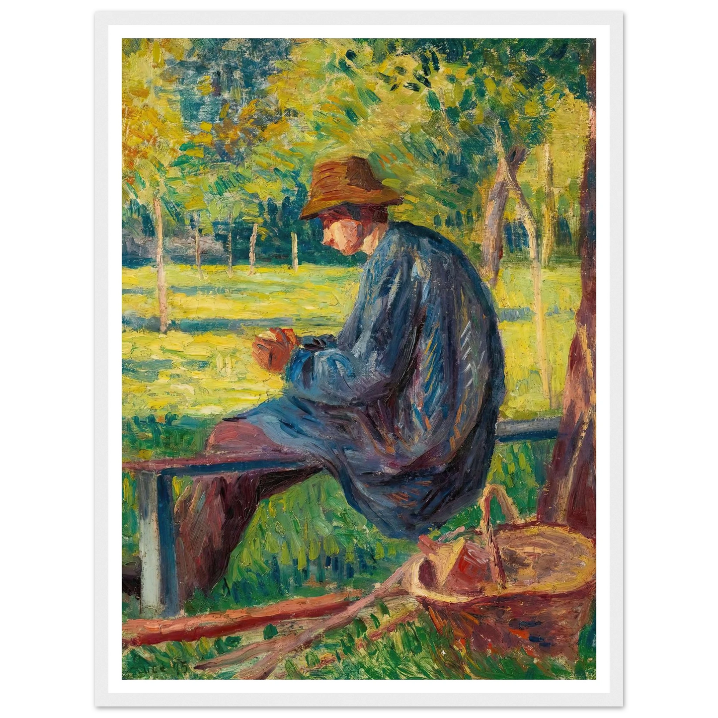 Ludovic Rodo Pissarro Dans Le Jardin De Son Père À Eragny (1895) Art Print | Maximilien Luce - Framed Poster - 30x40 cm / 12x16″ - Black frame