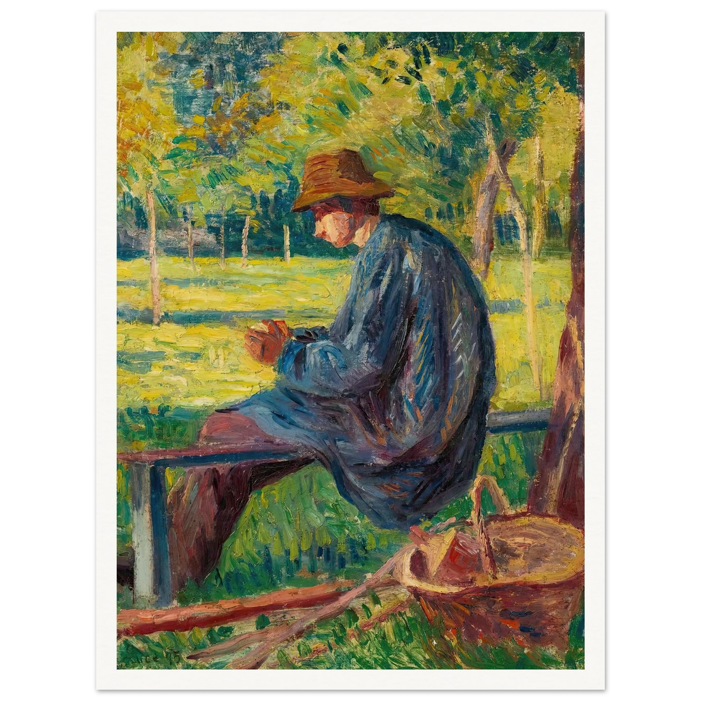 Ludovic Rodo Pissarro Dans Le Jardin De Son Père À Eragny (1895) Art Print | Maximilien Luce - Framed Poster - 30x40 cm / 12x16″ - Black frame