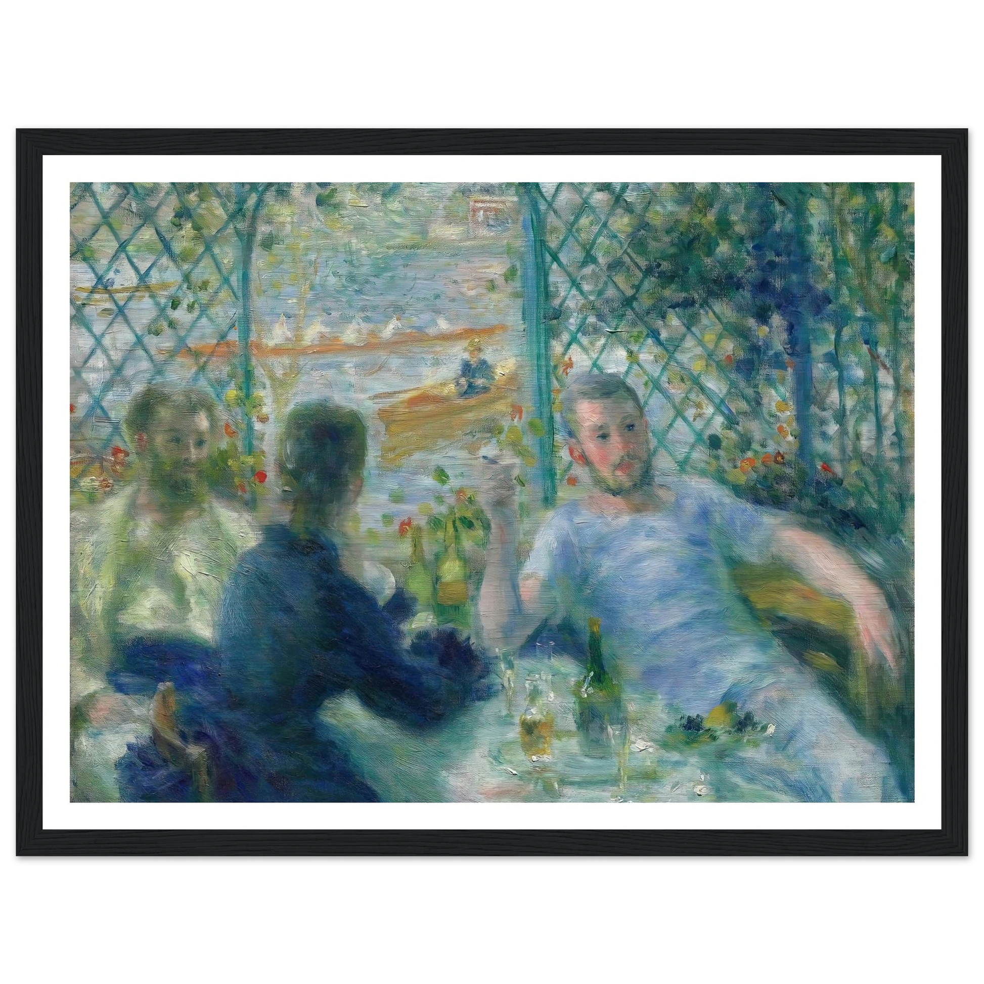 Lunch at the Restaurant Fournaise (The Rowers’ Lunch) (1875) Art Print | Pierre Auguste Renoir - Framed Poster - 30x40 cm / 12x16″ - Black frame
