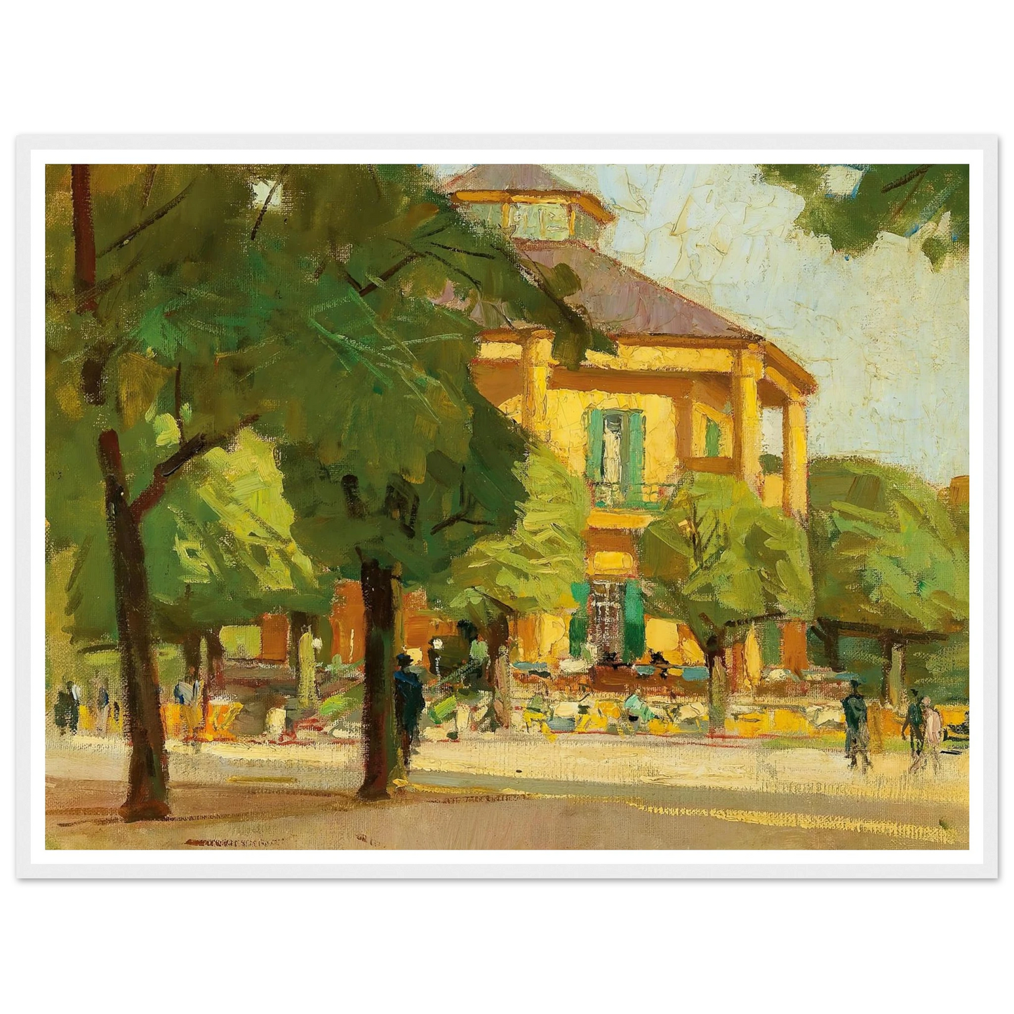 Lusthaus, (Prater, Vienna) (c. 1930) Art Print | Carl Moll - Framed Poster - 30x40 cm / 12x16″ - Black frame