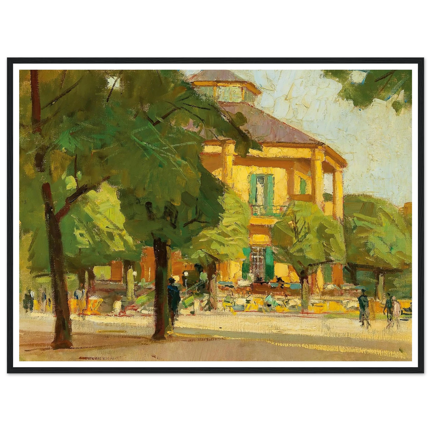 Lusthaus, (Prater, Vienna) (c. 1930) Art Print | Carl Moll - Framed Poster - 30x40 cm / 12x16″ - Black frame