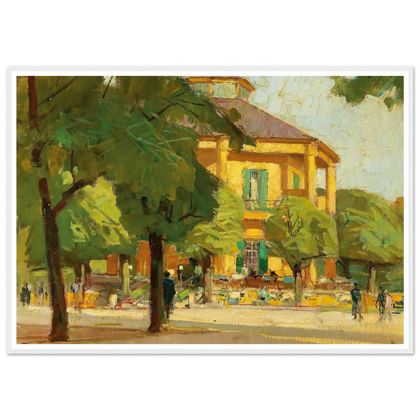 Lusthaus, (Prater, Vienna) (c. 1930) Art Print | Carl Moll - Framed Poster - 30x40 cm / 12x16″ - Black frame