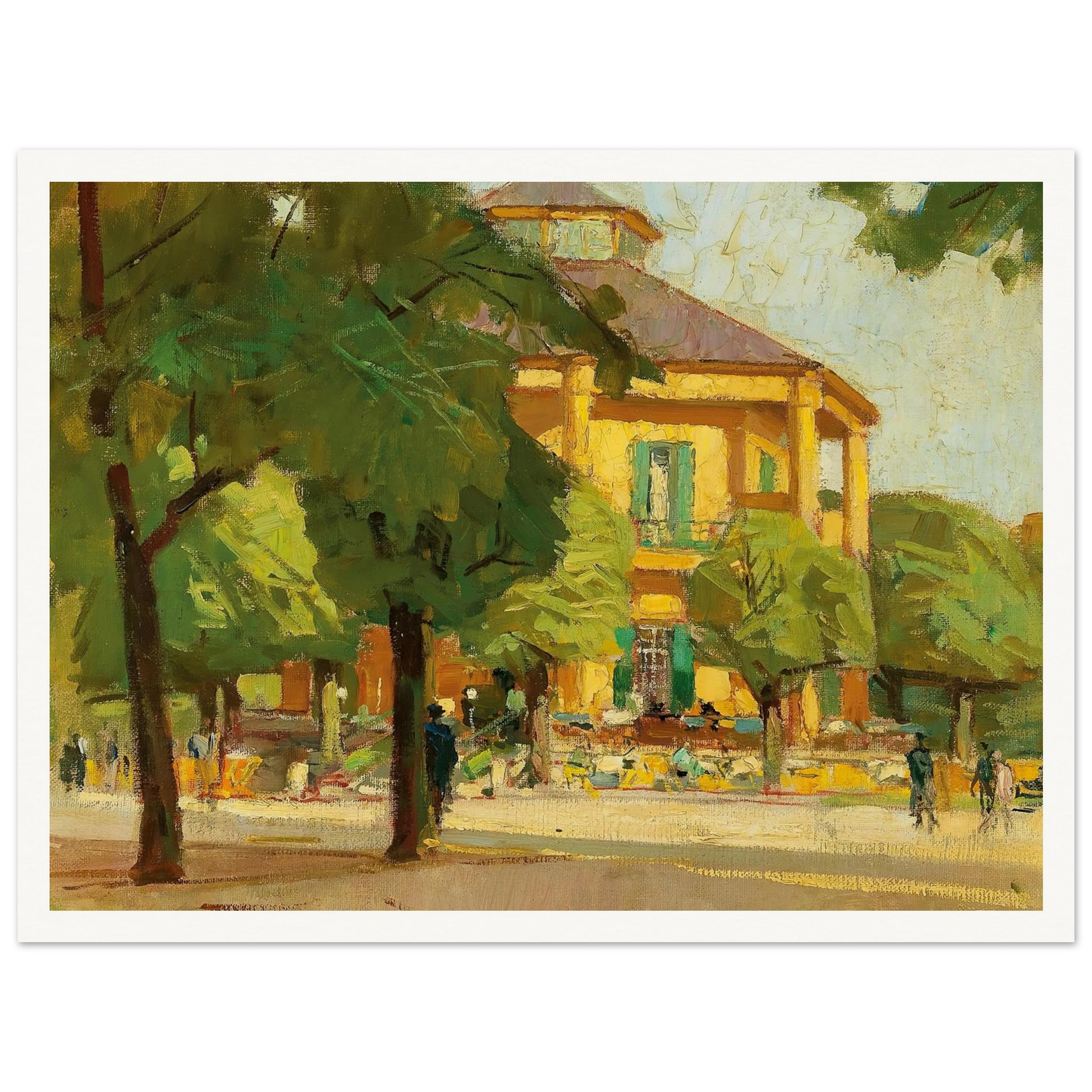 Lusthaus, (Prater, Vienna) (c. 1930) Art Print | Carl Moll - Framed Poster - 30x40 cm / 12x16″ - Black frame