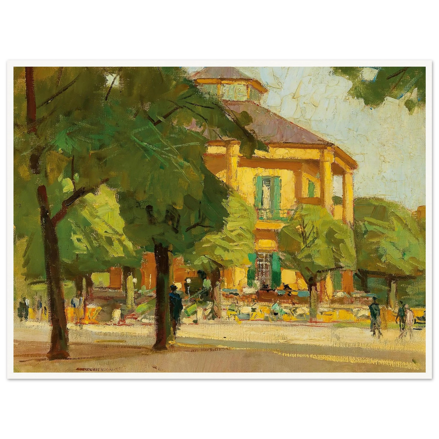 Lusthaus, (Prater, Vienna) (c. 1930) Art Print | Carl Moll - Framed Poster - 30x40 cm / 12x16″ - Black frame