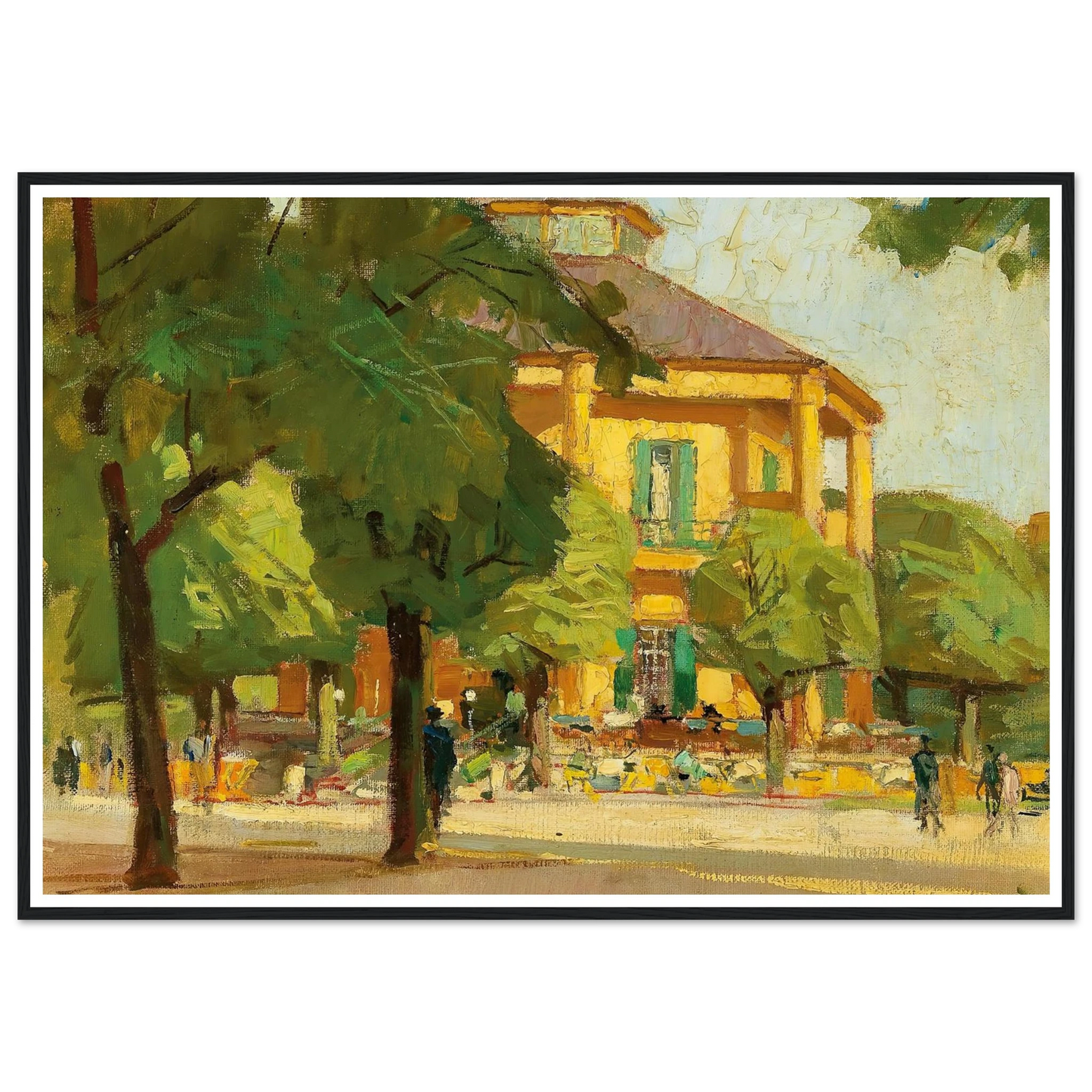 Lusthaus, (Prater, Vienna) (c. 1930) Art Print | Carl Moll - Framed Poster - 30x40 cm / 12x16″ - Black frame