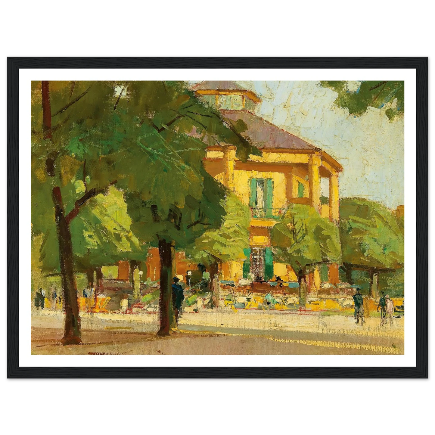 Lusthaus, (Prater, Vienna) (c. 1930) Art Print | Carl Moll - Framed Poster - 30x40 cm / 12x16″ - Black frame