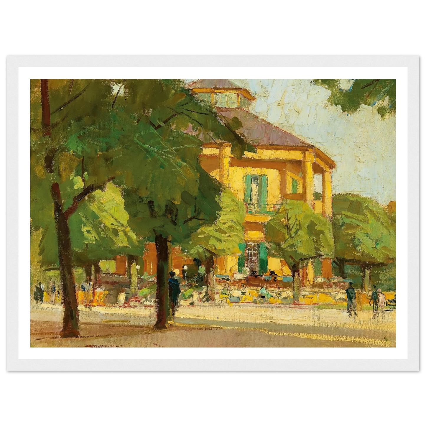 Lusthaus, (Prater, Vienna) (c. 1930) Art Print | Carl Moll - Framed Poster - 30x40 cm / 12x16″ - Black frame