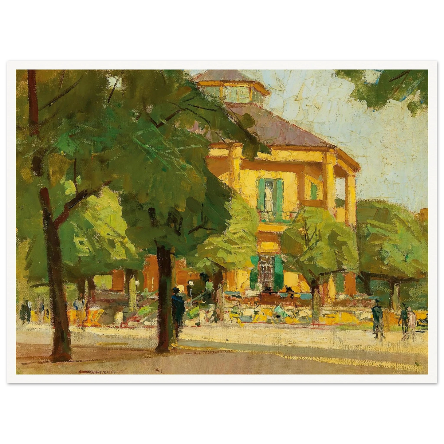 Lusthaus, (Prater, Vienna) (c. 1930) Art Print | Carl Moll - Framed Poster - 30x40 cm / 12x16″ - Black frame