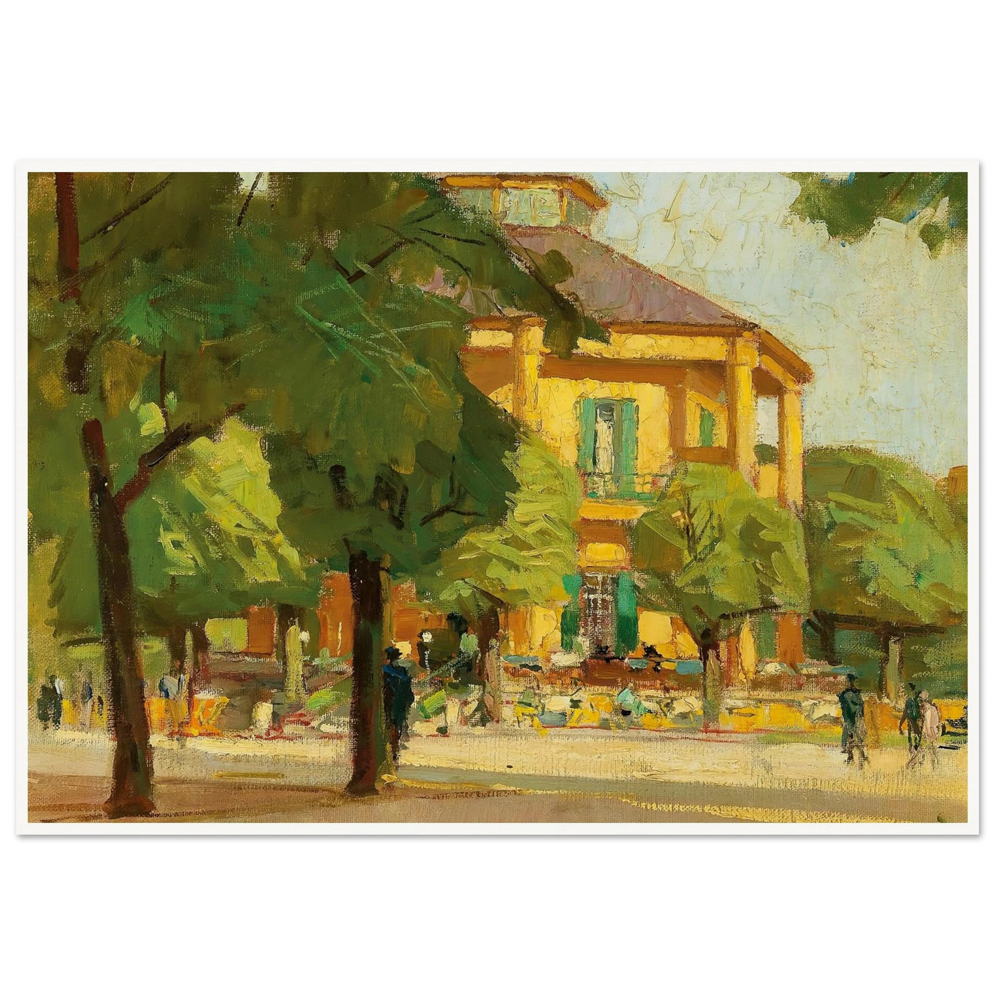 Lusthaus, (Prater, Vienna) (c. 1930) Art Print | Carl Moll - Framed Poster - 30x40 cm / 12x16″ - Black frame
