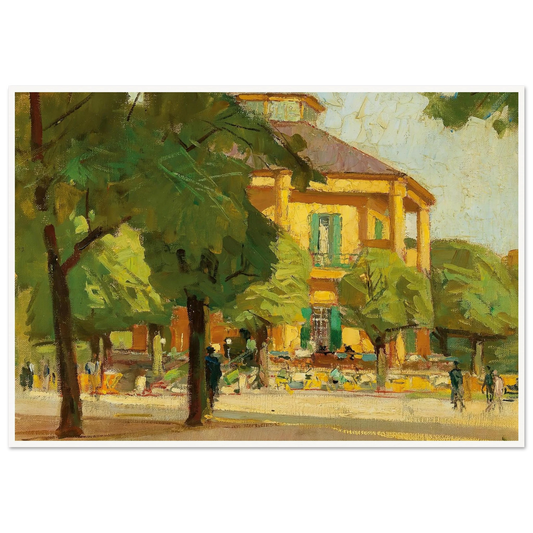 Lusthaus, (Prater, Vienna) (c. 1930) Art Print | Carl Moll - Framed Poster - 30x40 cm / 12x16″ - Black frame