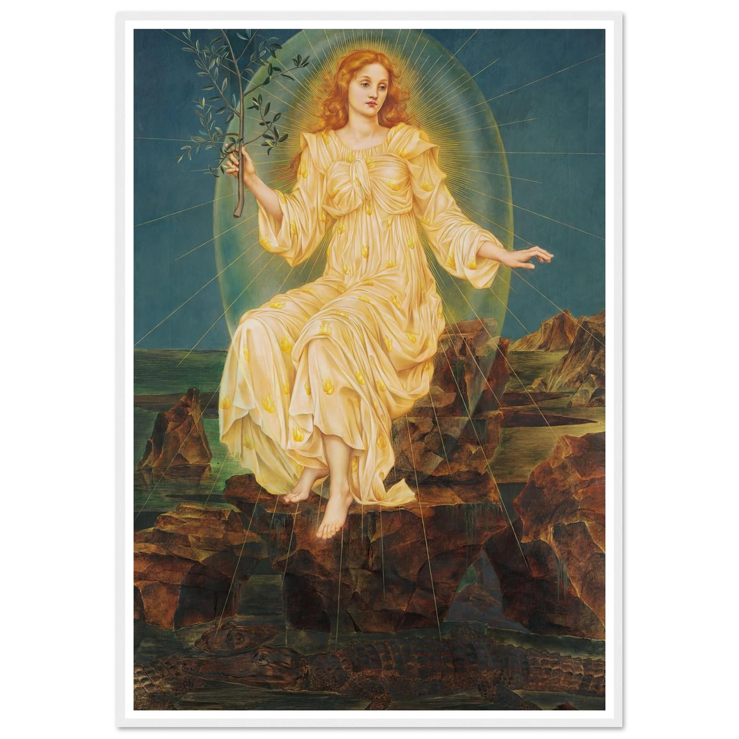 Lux in Tenebris (circa 1895) Art Print | Evelyn de Morgan - Framed Poster - 30x40 cm / 12x16″ - Black frame