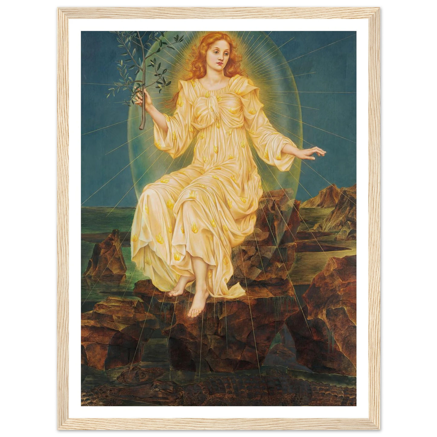 Lux in Tenebris (circa 1895) Art Print | Evelyn de Morgan - Framed Poster - 30x40 cm / 12x16″ - Black frame