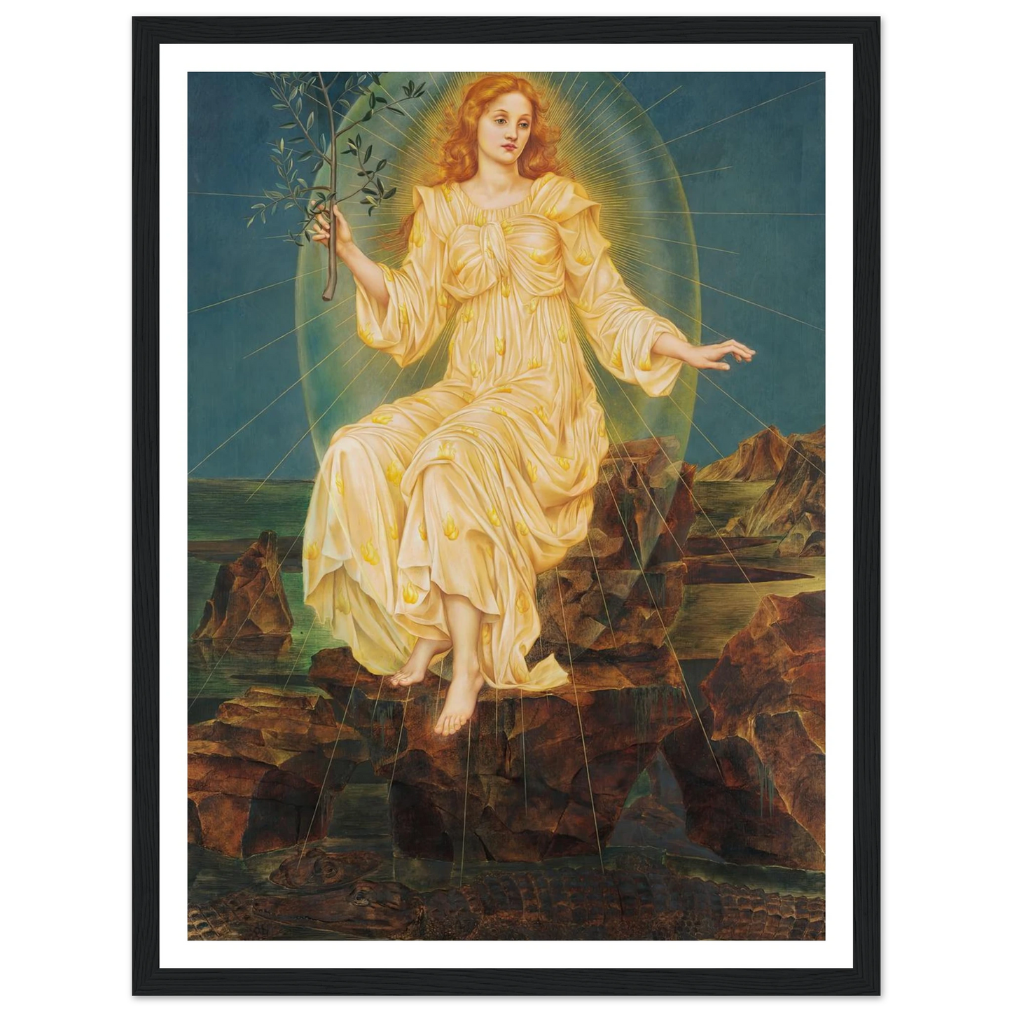 Lux in Tenebris (circa 1895) Art Print | Evelyn de Morgan - Framed Poster - 30x40 cm / 12x16″ - Black frame
