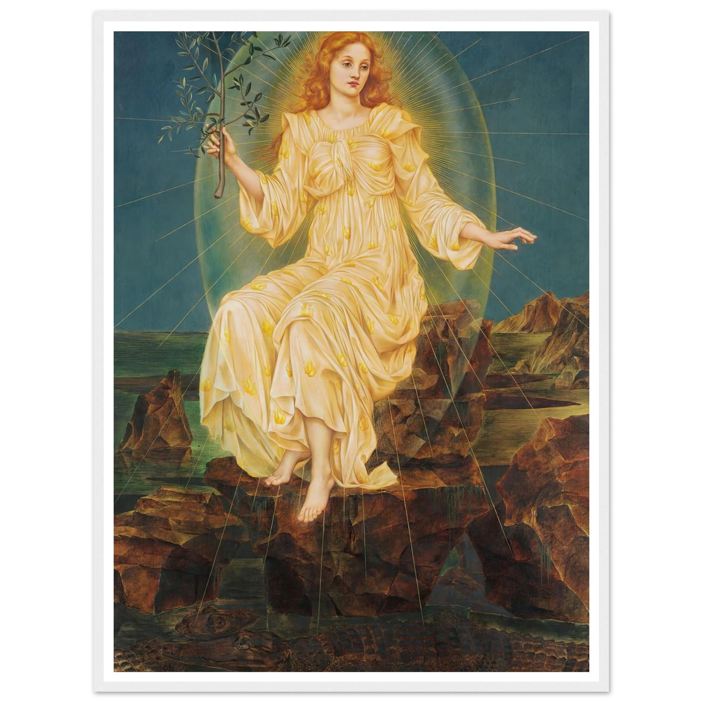 Lux in Tenebris (circa 1895) Art Print | Evelyn de Morgan - Framed Poster - 30x40 cm / 12x16″ - Black frame