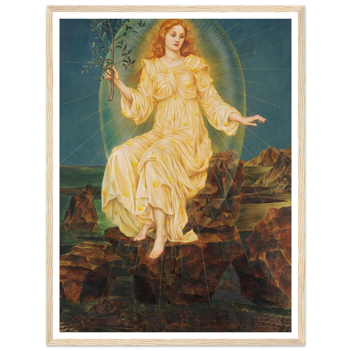 Lux in Tenebris (circa 1895) Art Print | Evelyn de Morgan - Framed Poster - 30x40 cm / 12x16″ - Black frame