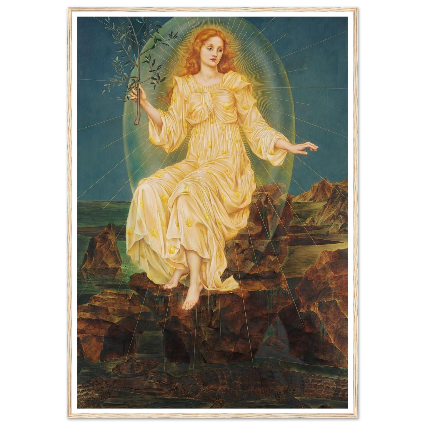 Lux in Tenebris (circa 1895) Art Print | Evelyn de Morgan - Framed Poster - 30x40 cm / 12x16″ - Black frame