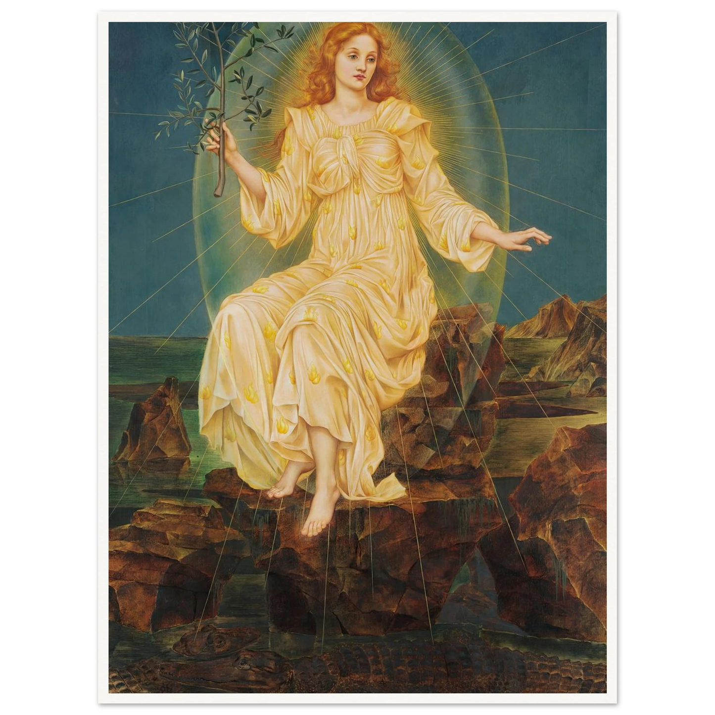 Lux in Tenebris (circa 1895) Art Print | Evelyn de Morgan - Framed Poster - 30x40 cm / 12x16″ - Black frame