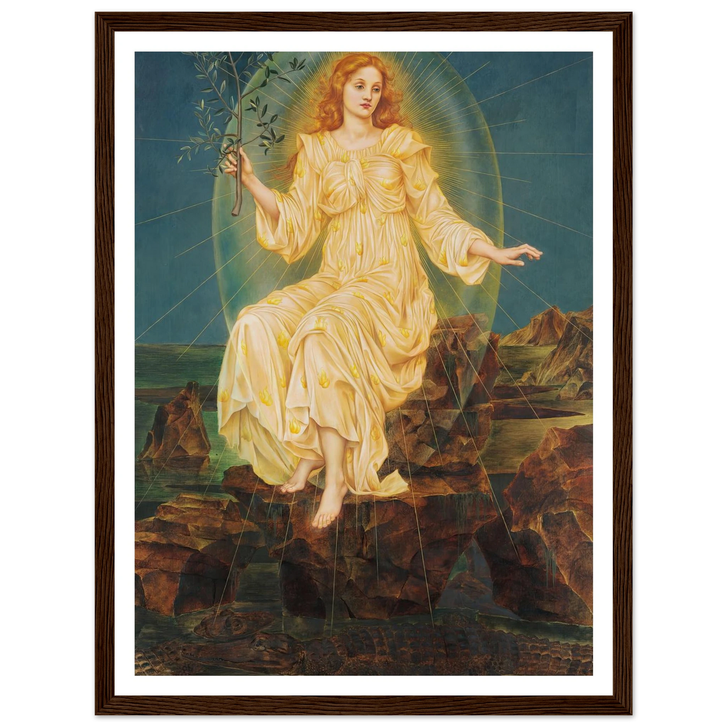 Lux in Tenebris (circa 1895) Art Print | Evelyn de Morgan - Framed Poster - 30x40 cm / 12x16″ - Black frame