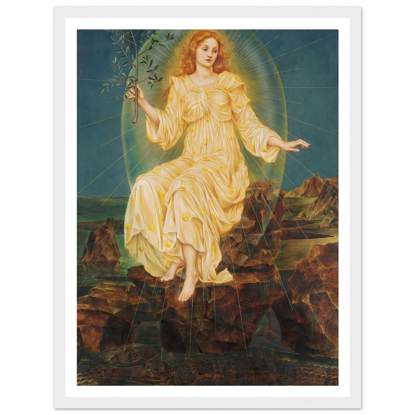 Lux in Tenebris (circa 1895) Art Print | Evelyn de Morgan - Framed Poster - 30x40 cm / 12x16″ - Black frame
