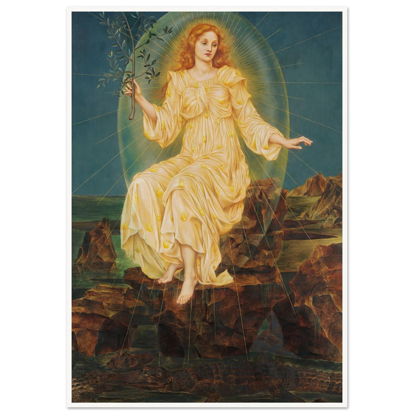 Lux in Tenebris (circa 1895) Art Print | Evelyn de Morgan - Framed Poster - 30x40 cm / 12x16″ - Black frame
