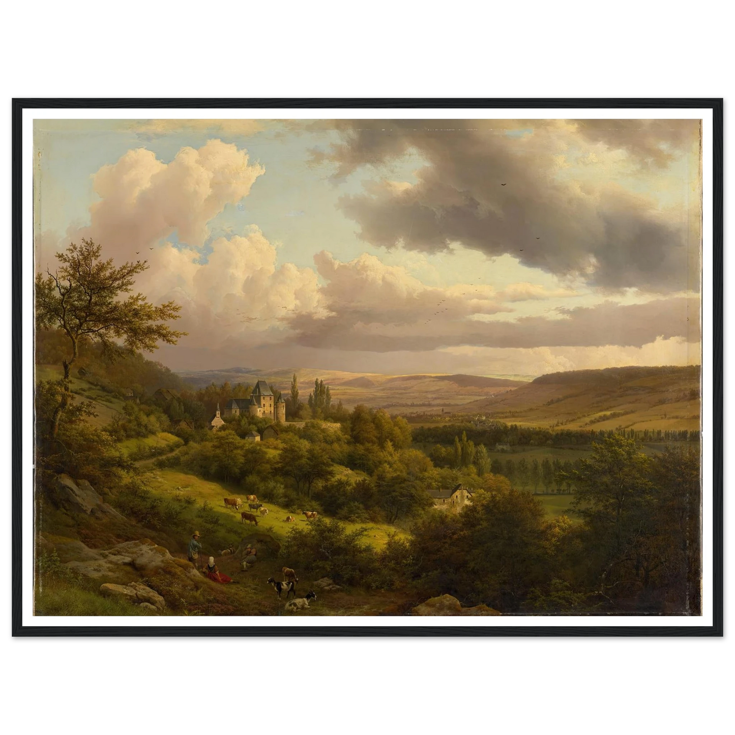 Luxemburgische Landschaft mit Blick auf Schloss Berg (1846) Art Print | Barend Cornelis Koekkoek - Framed Poster - 30x40 cm / 12x16″ - Black frame
