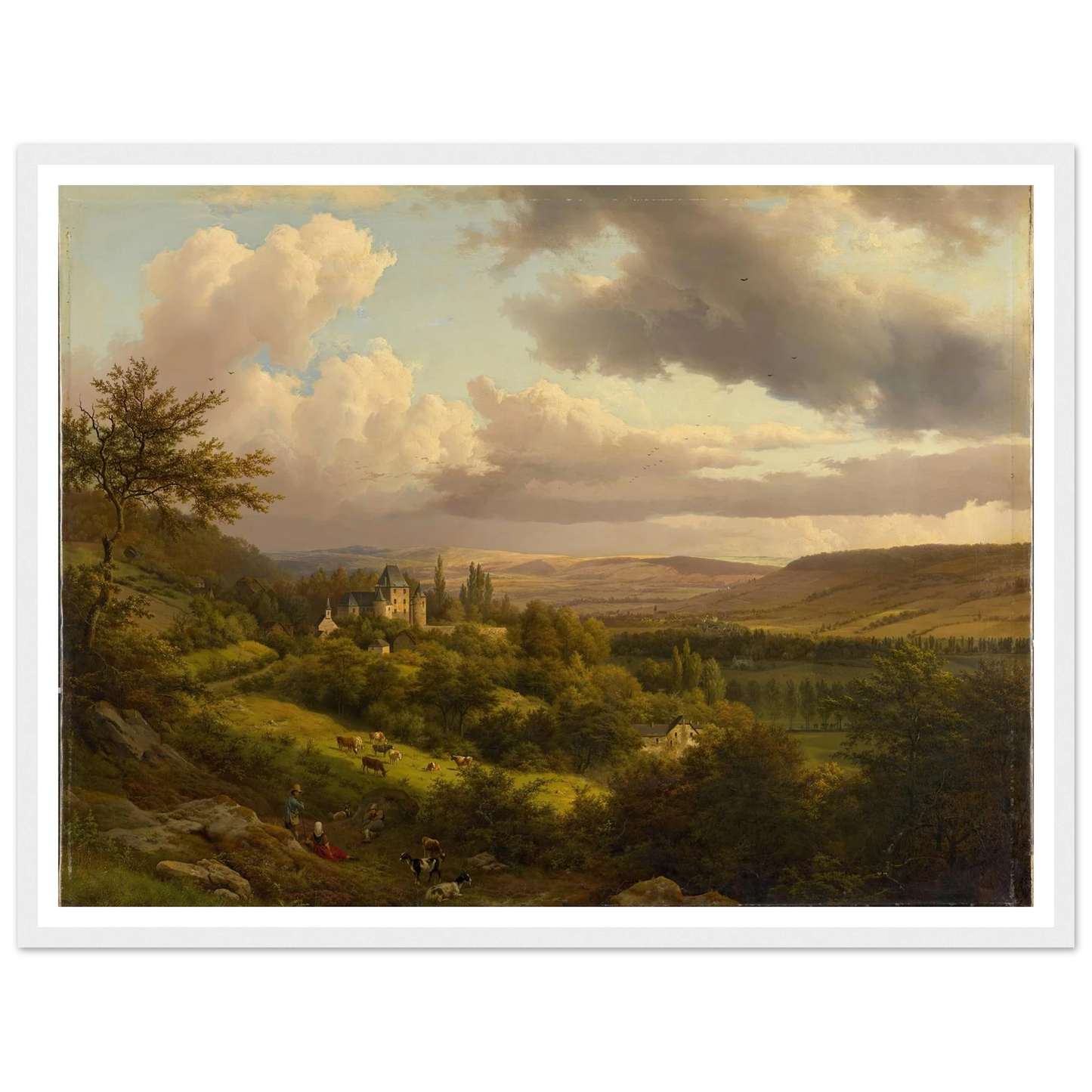 Luxemburgische Landschaft mit Blick auf Schloss Berg (1846) Art Print | Barend Cornelis Koekkoek - Framed Poster - 30x40 cm / 12x16″ - Black frame