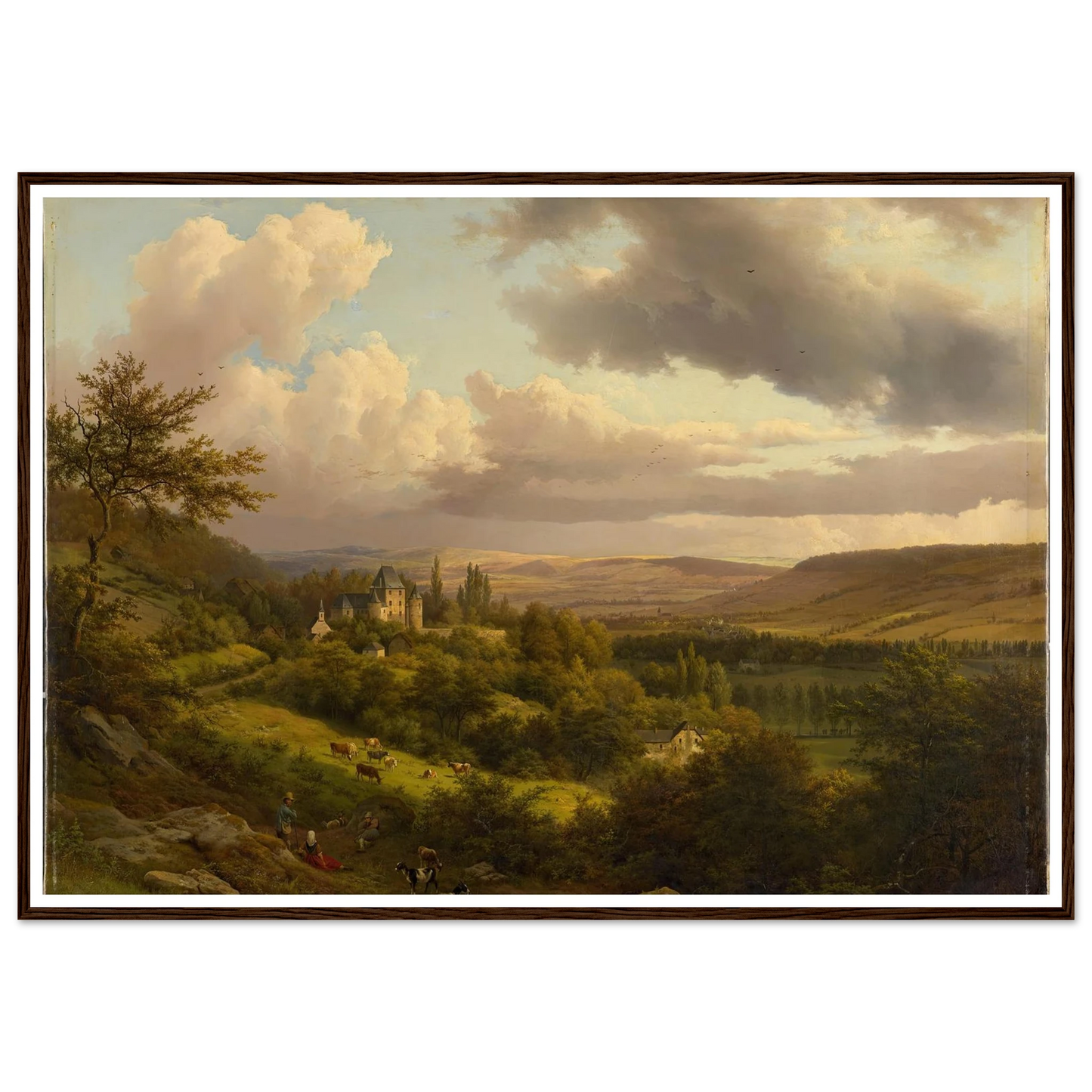 Luxemburgische Landschaft mit Blick auf Schloss Berg (1846) Art Print | Barend Cornelis Koekkoek - Framed Poster - 30x40 cm / 12x16″ - Black frame