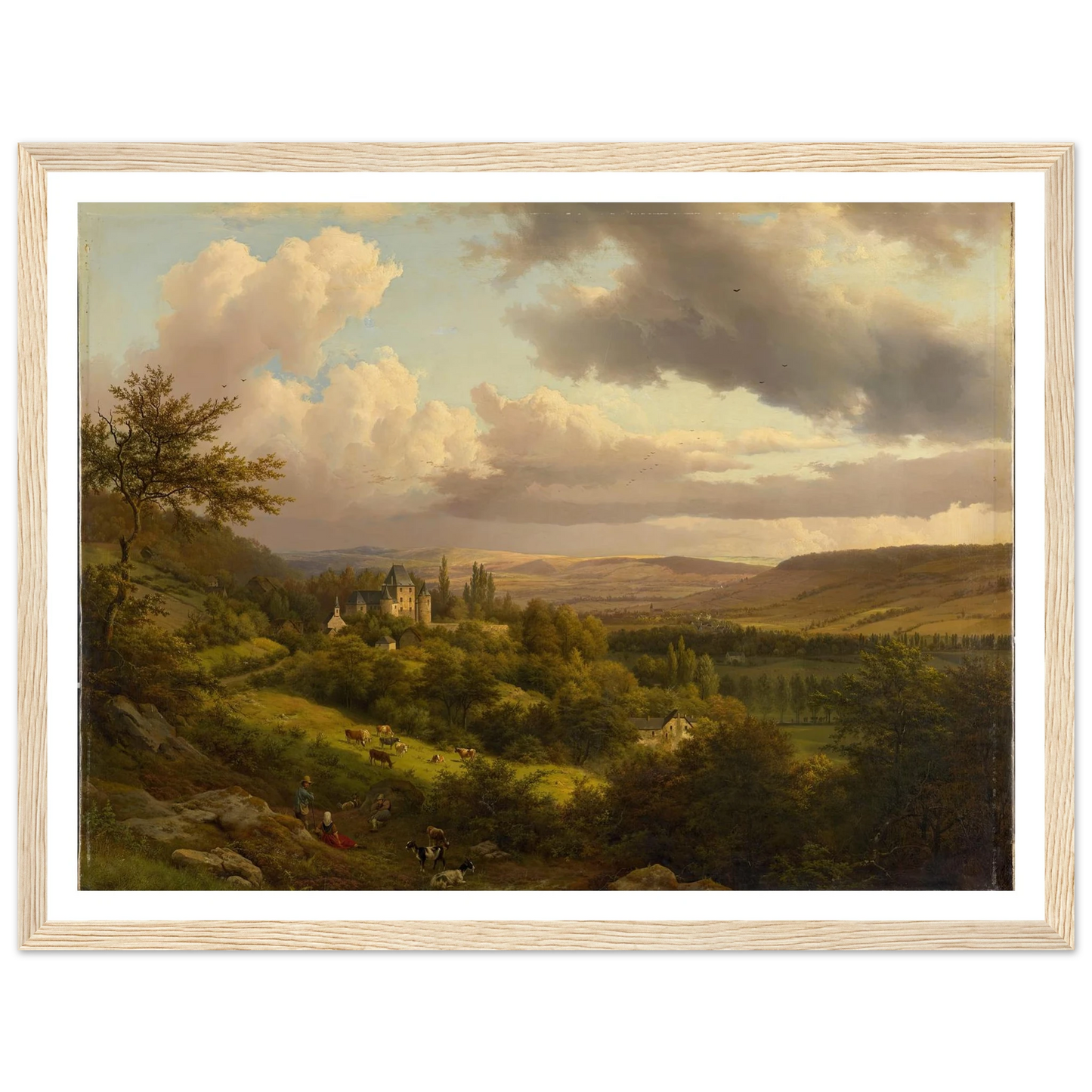 Luxemburgische Landschaft mit Blick auf Schloss Berg (1846) Art Print | Barend Cornelis Koekkoek - Framed Poster - 30x40 cm / 12x16″ - Black frame