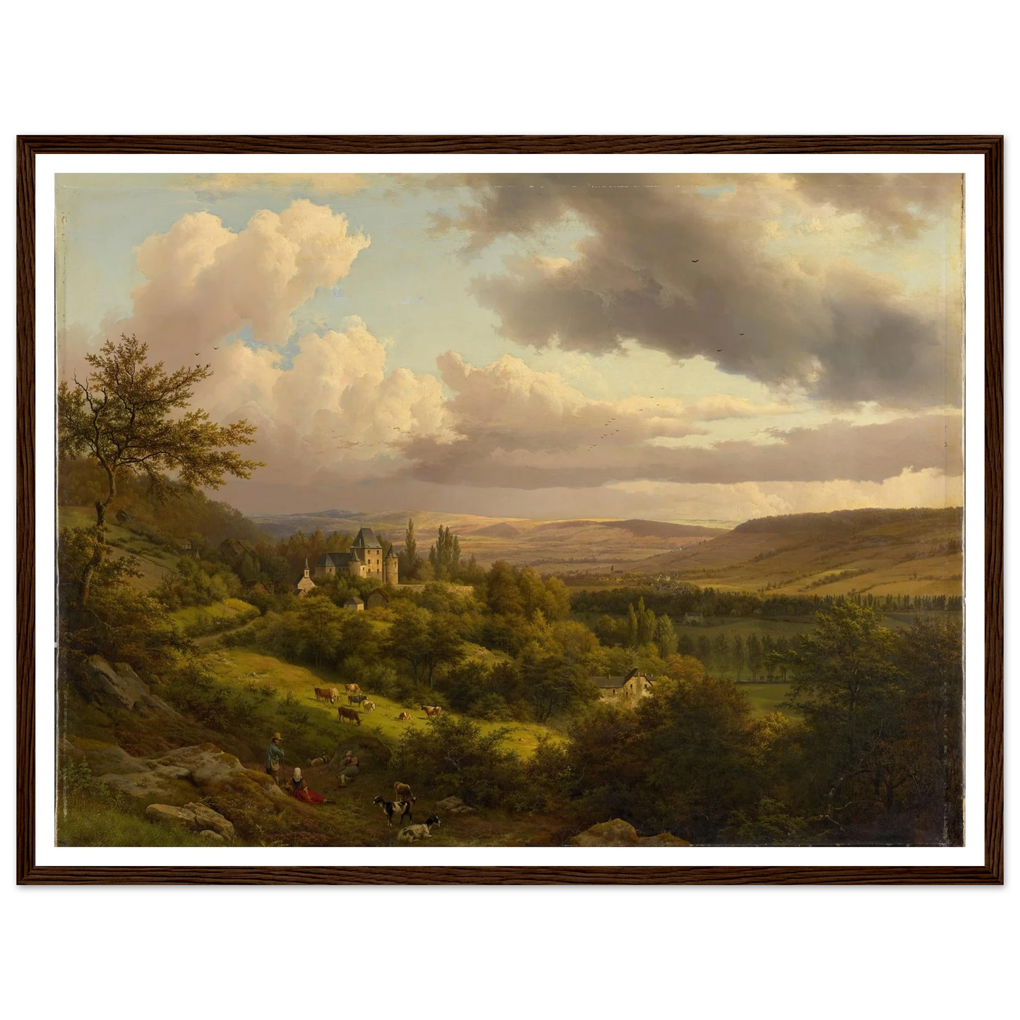 Luxemburgische Landschaft mit Blick auf Schloss Berg (1846) Art Print | Barend Cornelis Koekkoek - Framed Poster - 30x40 cm / 12x16″ - Black frame