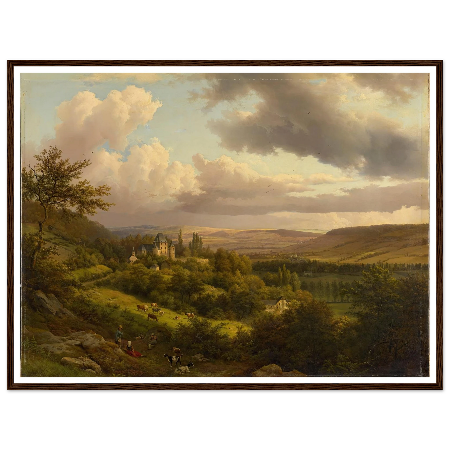 Luxemburgische Landschaft mit Blick auf Schloss Berg (1846) Art Print | Barend Cornelis Koekkoek - Framed Poster - 30x40 cm / 12x16″ - Black frame