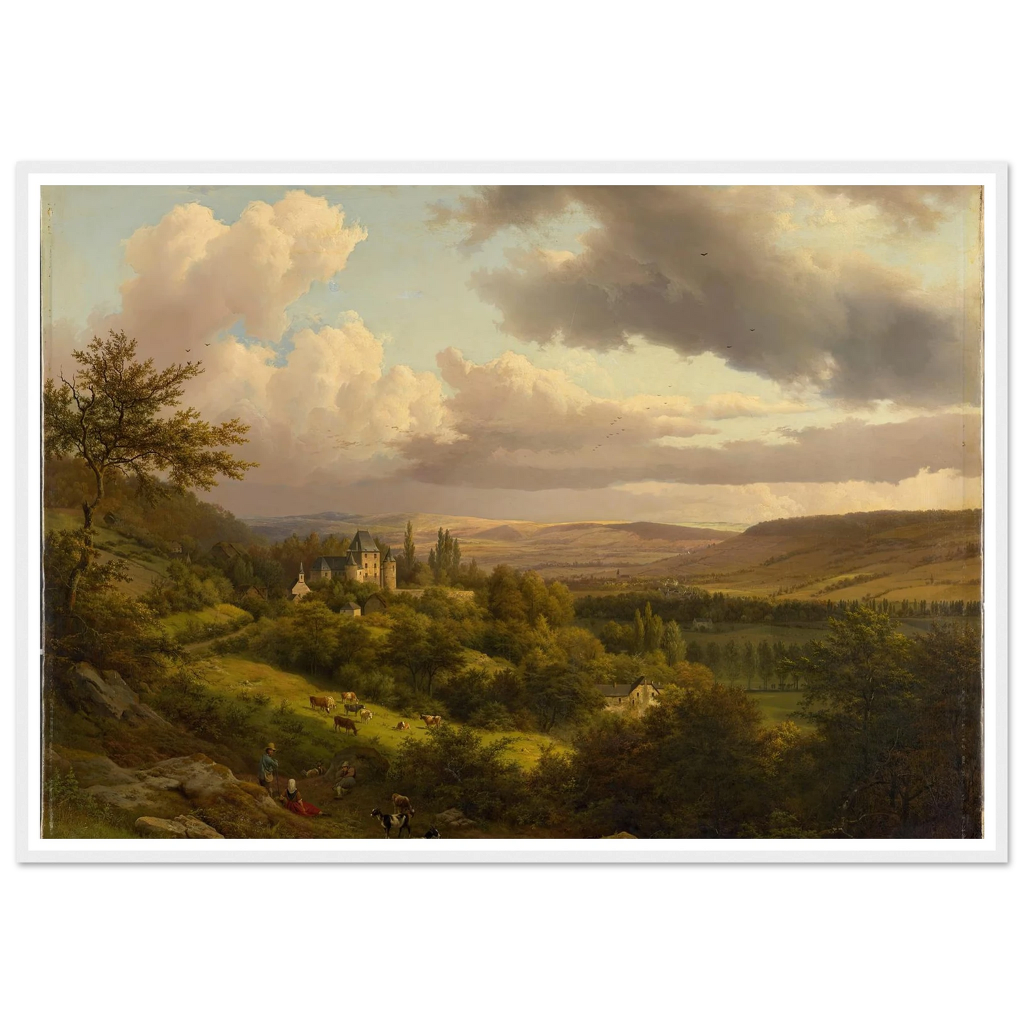 Luxemburgische Landschaft mit Blick auf Schloss Berg (1846) Art Print | Barend Cornelis Koekkoek - Framed Poster - 30x40 cm / 12x16″ - Black frame