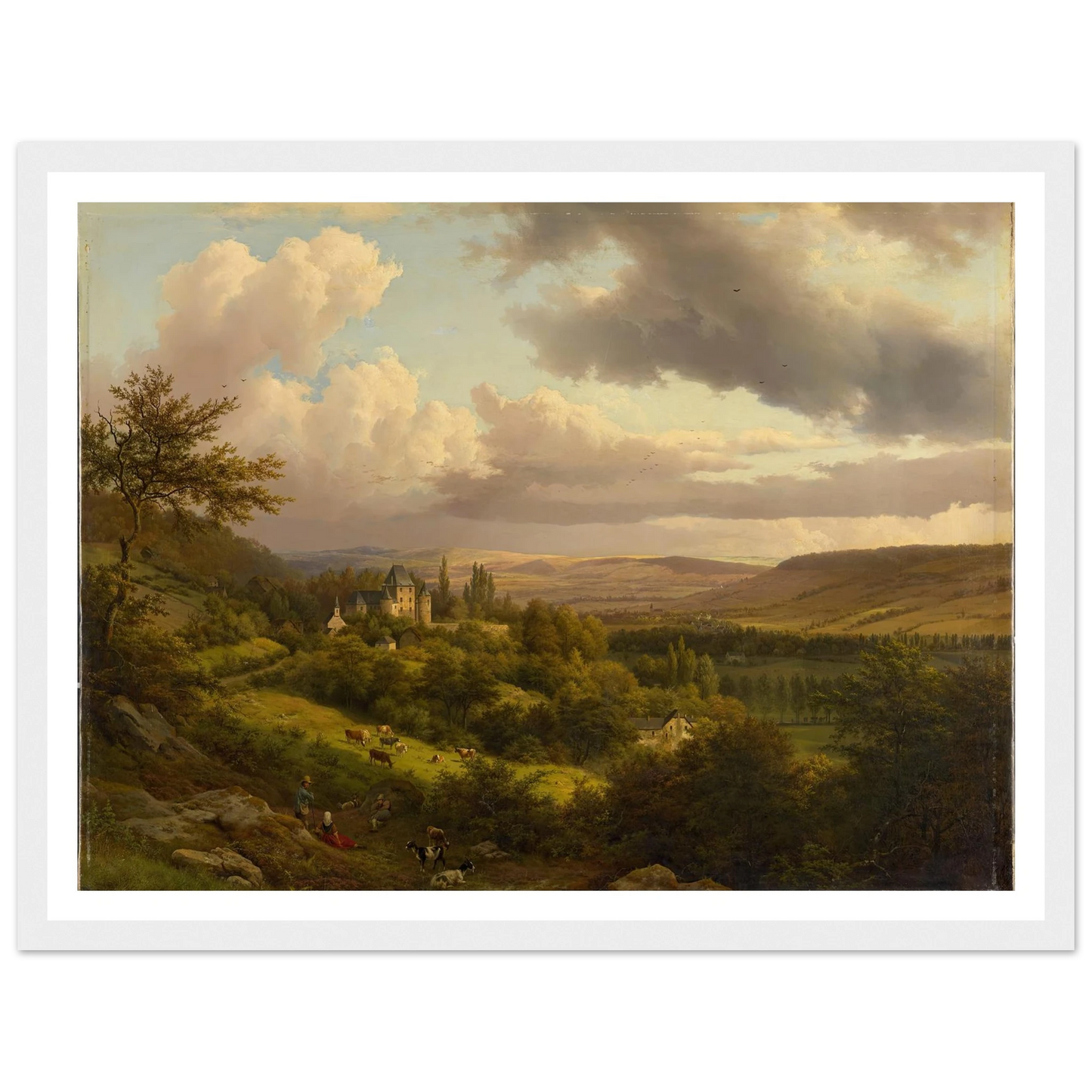 Luxemburgische Landschaft mit Blick auf Schloss Berg (1846) Art Print | Barend Cornelis Koekkoek - Framed Poster - 30x40 cm / 12x16″ - Black frame