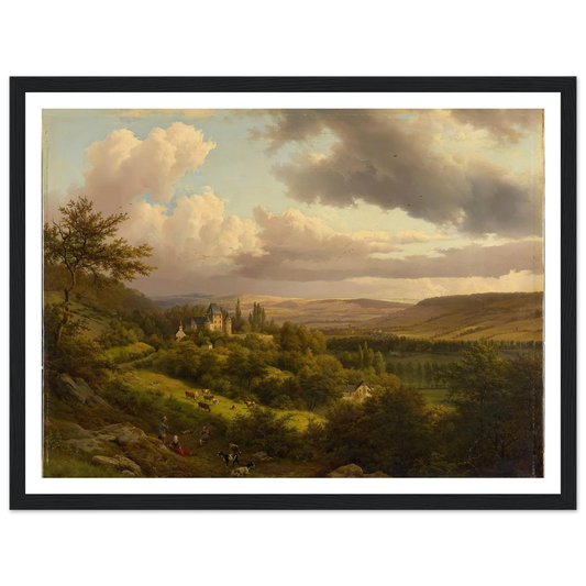 Luxemburgische Landschaft mit Blick auf Schloss Berg (1846) Art Print | Barend Cornelis Koekkoek - Framed Poster - 30x40 cm / 12x16″ - Black frame