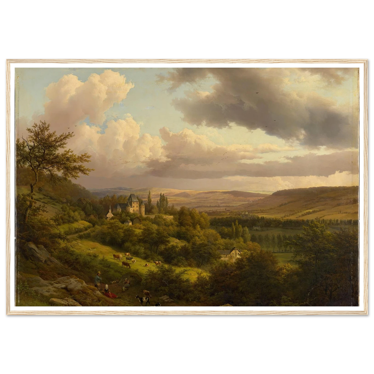 Luxemburgische Landschaft mit Blick auf Schloss Berg (1846) Art Print | Barend Cornelis Koekkoek - Framed Poster - 30x40 cm / 12x16″ - Black frame