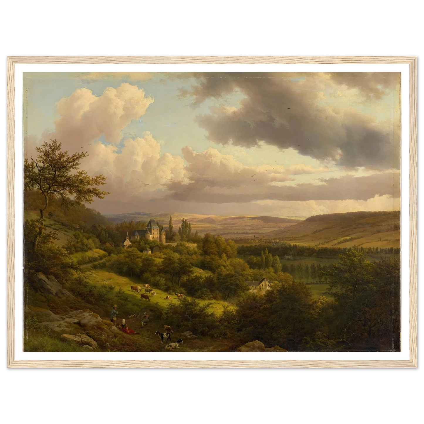 Luxemburgische Landschaft mit Blick auf Schloss Berg (1846) Art Print | Barend Cornelis Koekkoek - Framed Poster - 30x40 cm / 12x16″ - Black frame