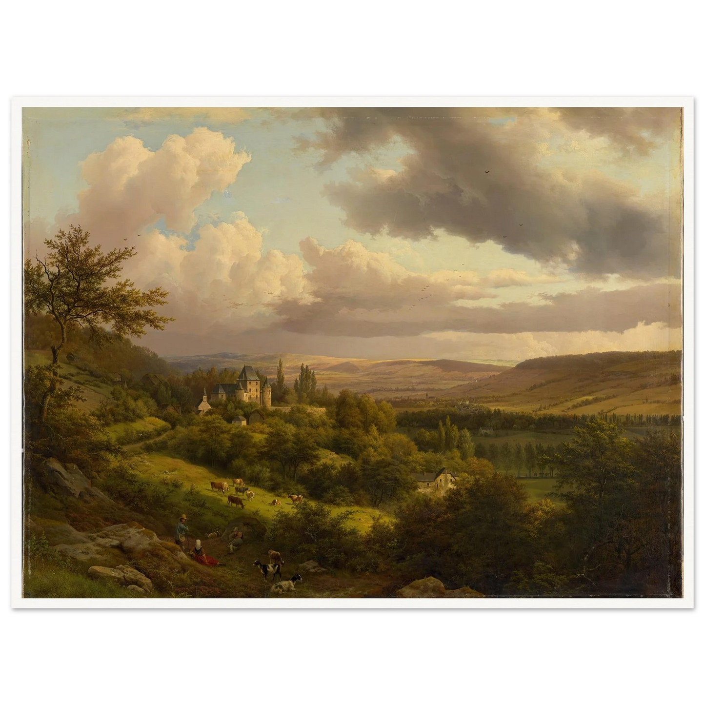 Luxemburgische Landschaft mit Blick auf Schloss Berg (1846) Art Print | Barend Cornelis Koekkoek - Framed Poster - 30x40 cm / 12x16″ - Black frame