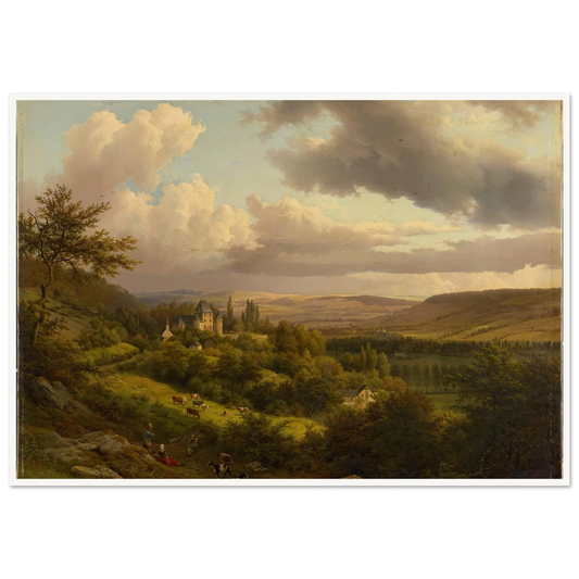 Luxemburgische Landschaft mit Blick auf Schloss Berg (1846) Art Print | Barend Cornelis Koekkoek - Framed Poster - 30x40 cm / 12x16″ - Black frame