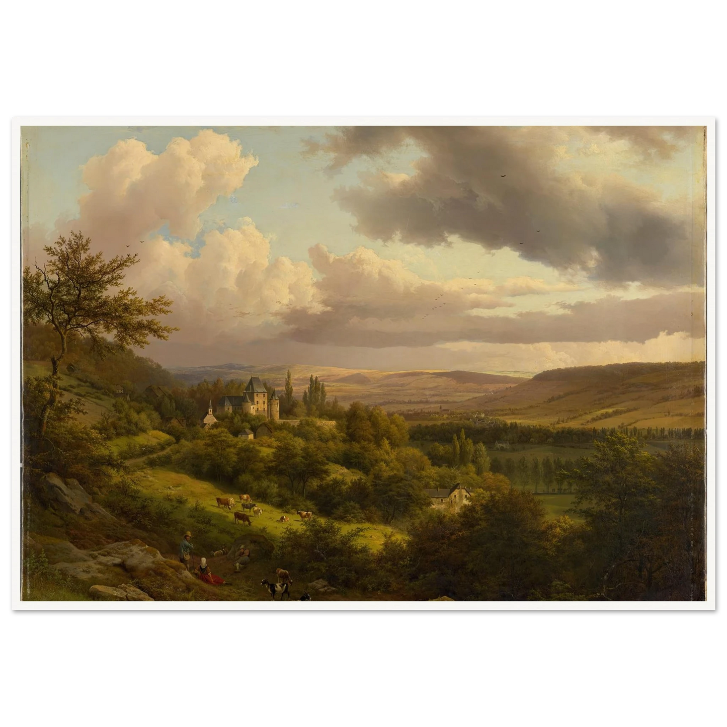 Luxemburgische Landschaft mit Blick auf Schloss Berg (1846) Art Print | Barend Cornelis Koekkoek - Framed Poster - 30x40 cm / 12x16″ - Black frame