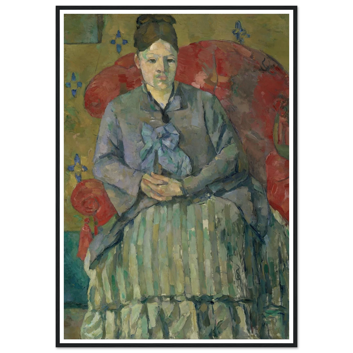 Madame Cézanne in a Red Armchair (about 1877) Art Print | Paul Cezanne - Framed Poster - 30x40 cm / 12x16″ - Black frame